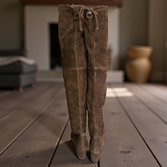 Stuart Weitzman Women's Tieland Brown Suede Over the Knee Boots - Size 5 - Picture 4 of 10